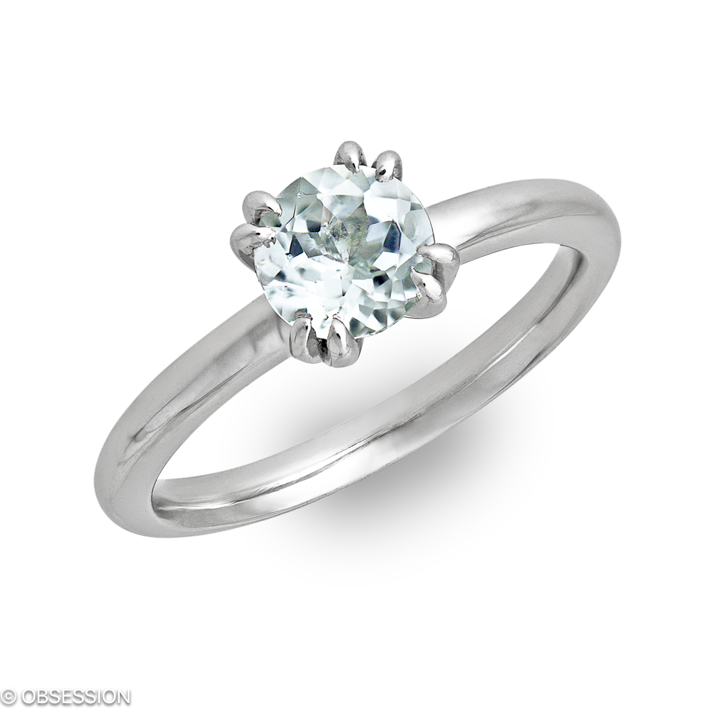 Anniversary Solitärring in Weissgold, mit einer Ringbreite von 3mm und einer Ringgrösse von 52