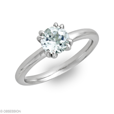 Anniversary Solitärring in Weissgold, mit einer Ringbreite von 3mm und einer Ringgrösse von 52