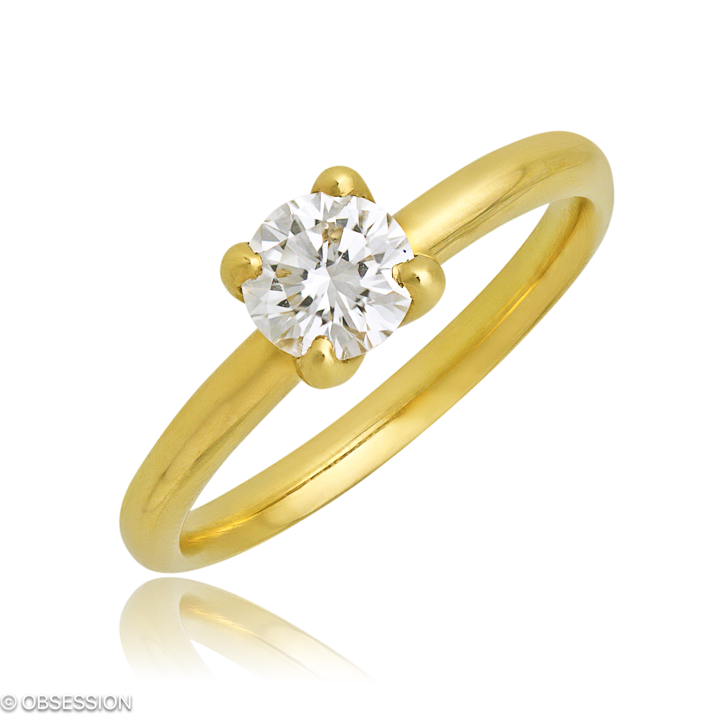 Anniversary Solitärring in Gelbgold, mit einer Ringbreite von 2.2mm und einer Ringgrösse von 52