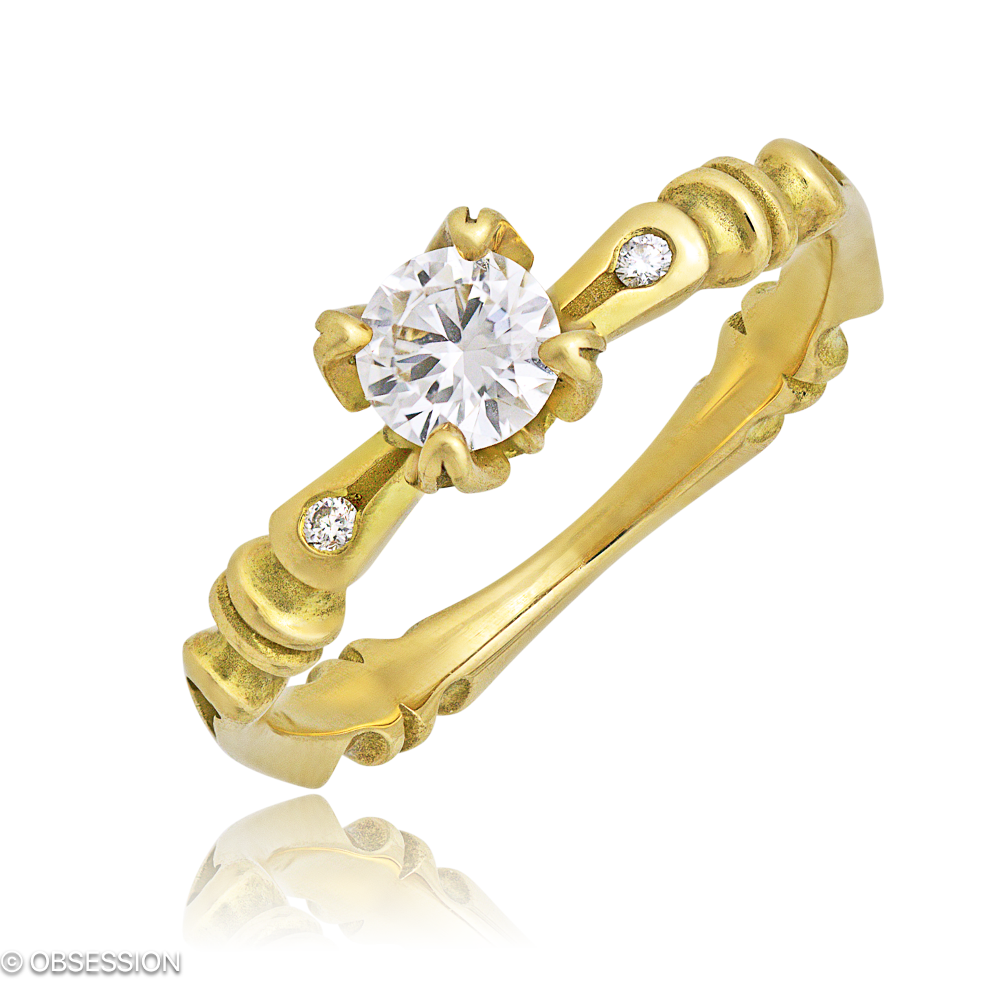 Gremlin-Baby Solitärring in Gelbgold, mit einer Ringbreite von mm und einer Ringgrösse von 52