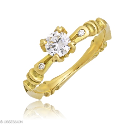 Gremlin-Baby Solitärring in Gelbgold, mit einer Ringbreite von mm und einer Ringgrösse von 52