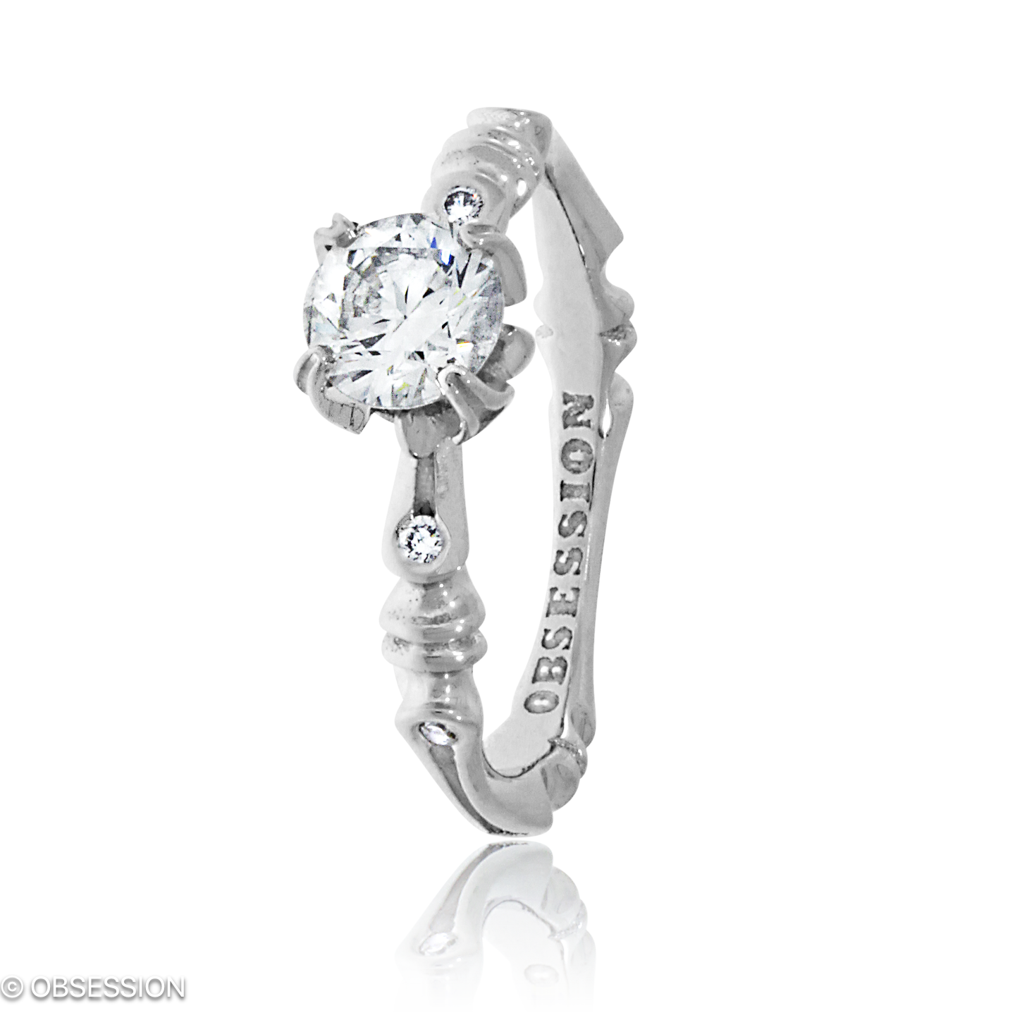 Gremlin-Baby Solitaire in Weissgold, mit einer Ringbreite von mm und einer Ringgrösse von 52