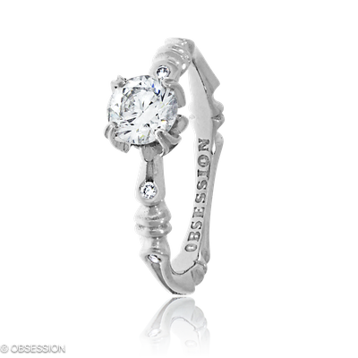 Gremlin-Baby Solitaire in Weissgold, mit einer Ringbreite von mm und einer Ringgrösse von 52