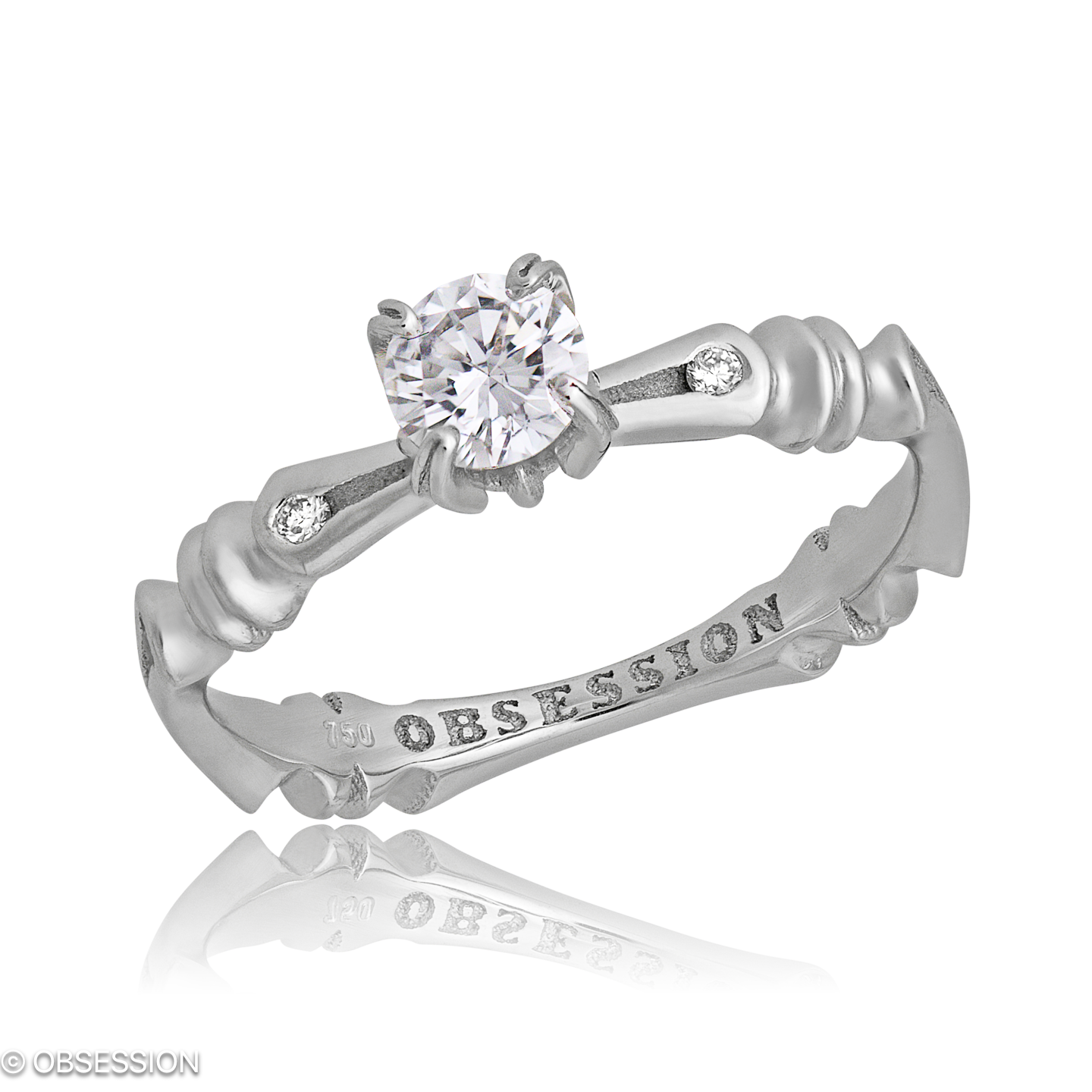 Gremlin-Baby Solitaire in Weissgold, mit einer Ringbreite von mm und einer Ringgrösse von 52