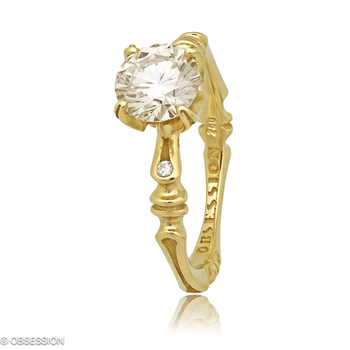 Gremlin-Baby Solitärring in Gelbgold, mit einer Ringbreite von mm und einer Ringgrösse von 52