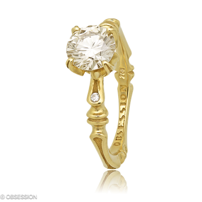 Gremlin-Baby Solitärring in Gelbgold, mit einer Ringbreite von mm und einer Ringgrösse von 52