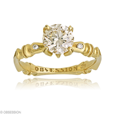 Solitärring Gremlin-Baby in Gelbgold mit 2 Brillant FG, vs1-vs2