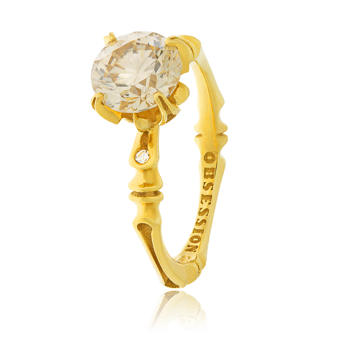 Gremlin-Baby Solitaire in Gelbgold, mit einer Ringbreite von mm und einer Ringgrösse von 52