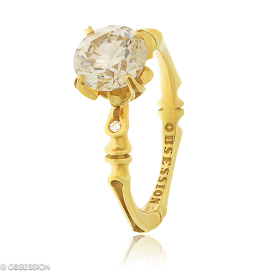 Gremlin-Baby Solitärring in Gelbgold, mit einer Ringbreite von mm und einer Ringgrösse von 52