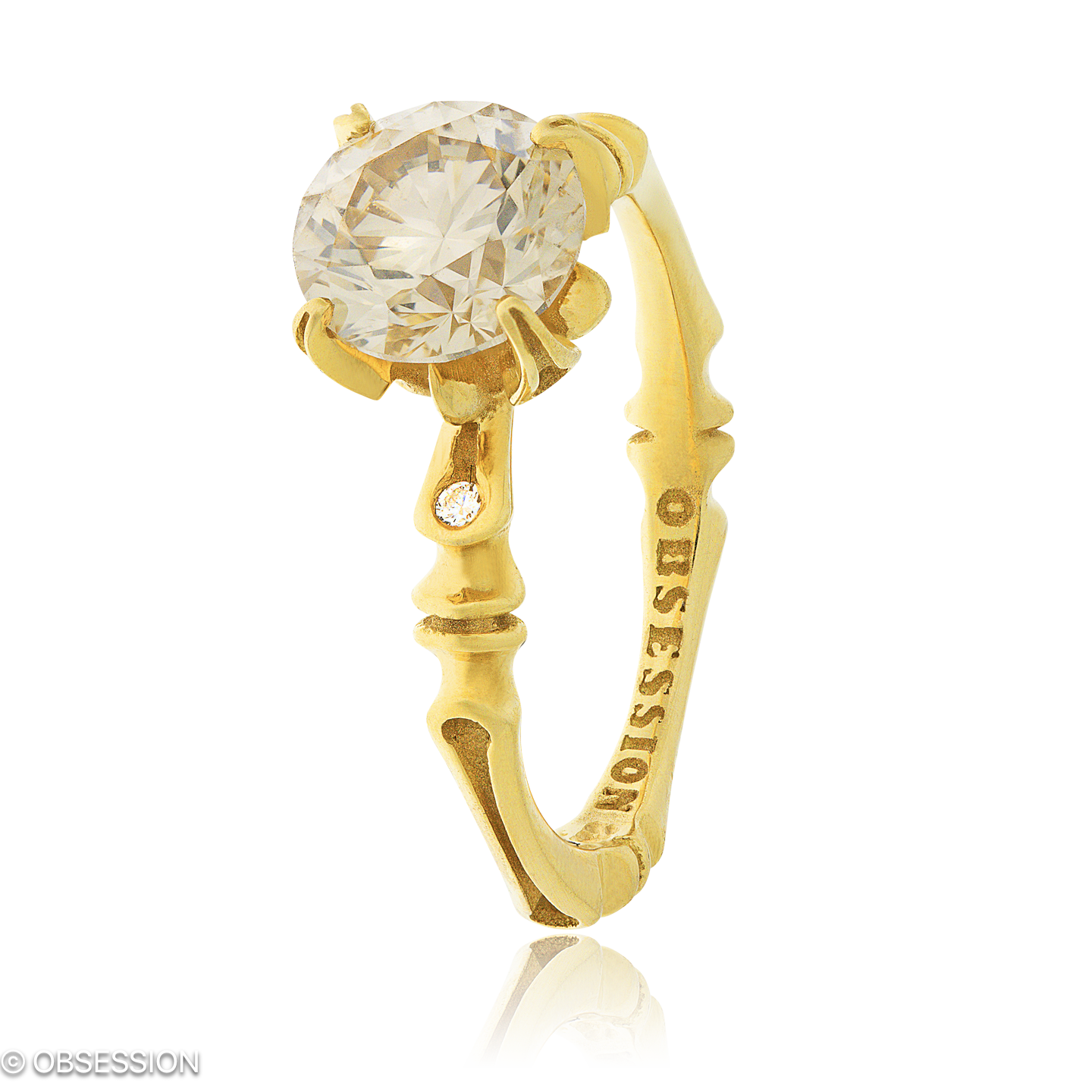 Gremlin-Baby Solitärring in Gelbgold, mit einer Ringbreite von mm und einer Ringgrösse von 52