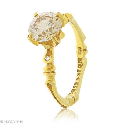 Solitärring Gremlin-Baby in Gelbgold mit 2 Brillant FG, vs1-vs2