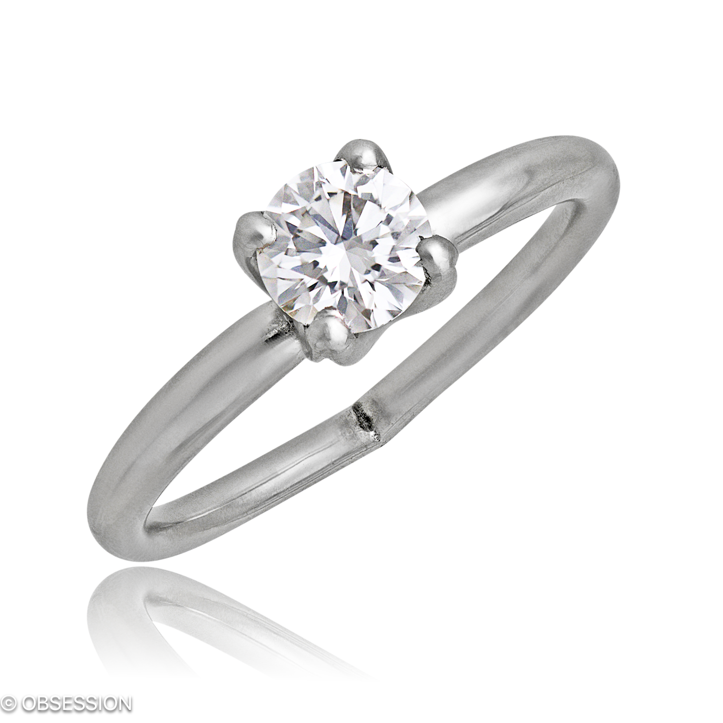 Herzstück Solitaire in Weissgold, mit einer Ringbreite von 2mm und einer Ringgrösse von 52