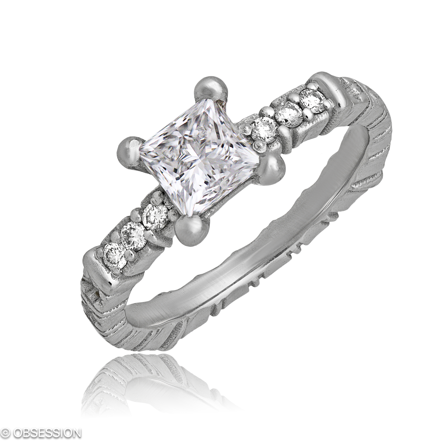 Matrix Solitärring in Weissgold, mit einer Ringbreite von 3mm und einer Ringgrösse von 52