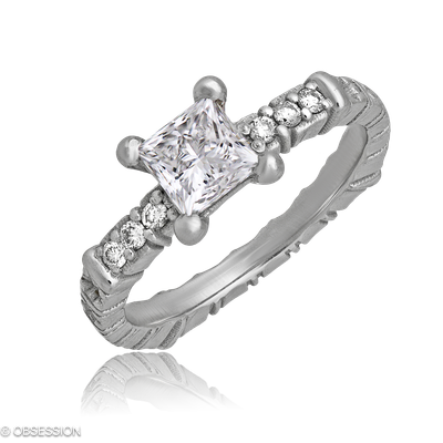 Matrix Solitärring in Weissgold, mit einer Ringbreite von 3mm und einer Ringgrösse von 52