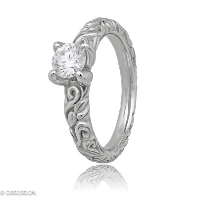 Lilly Rose Solitärring in Weissgold, mit einer Ringbreite von 4mm und einer Ringgrösse von 52