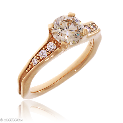 Himalaja Solitärring in Rotgold, mit einer Ringbreite von 4.2mm und einer Ringgrösse von 52