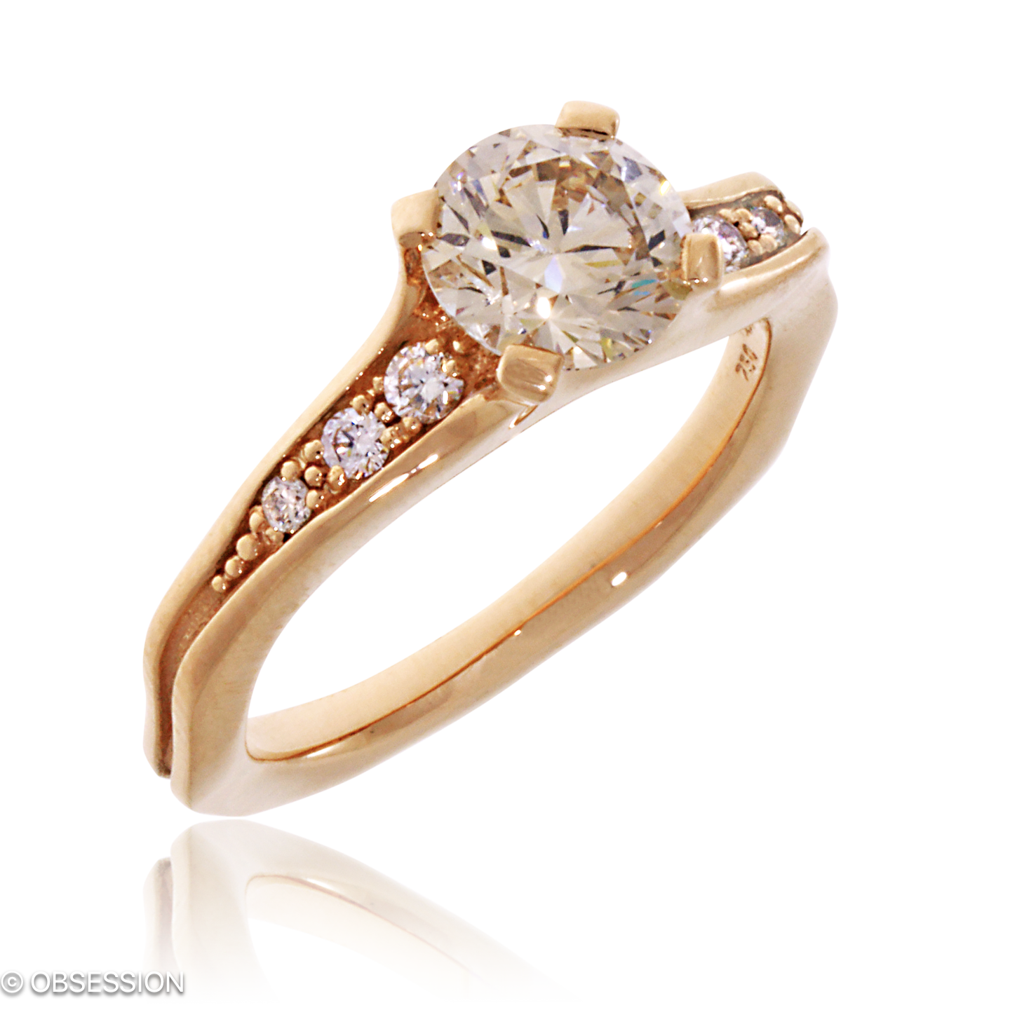 Himalaja Solitärring in Rotgold, mit einer Ringbreite von 4.2mm und einer Ringgrösse von 52