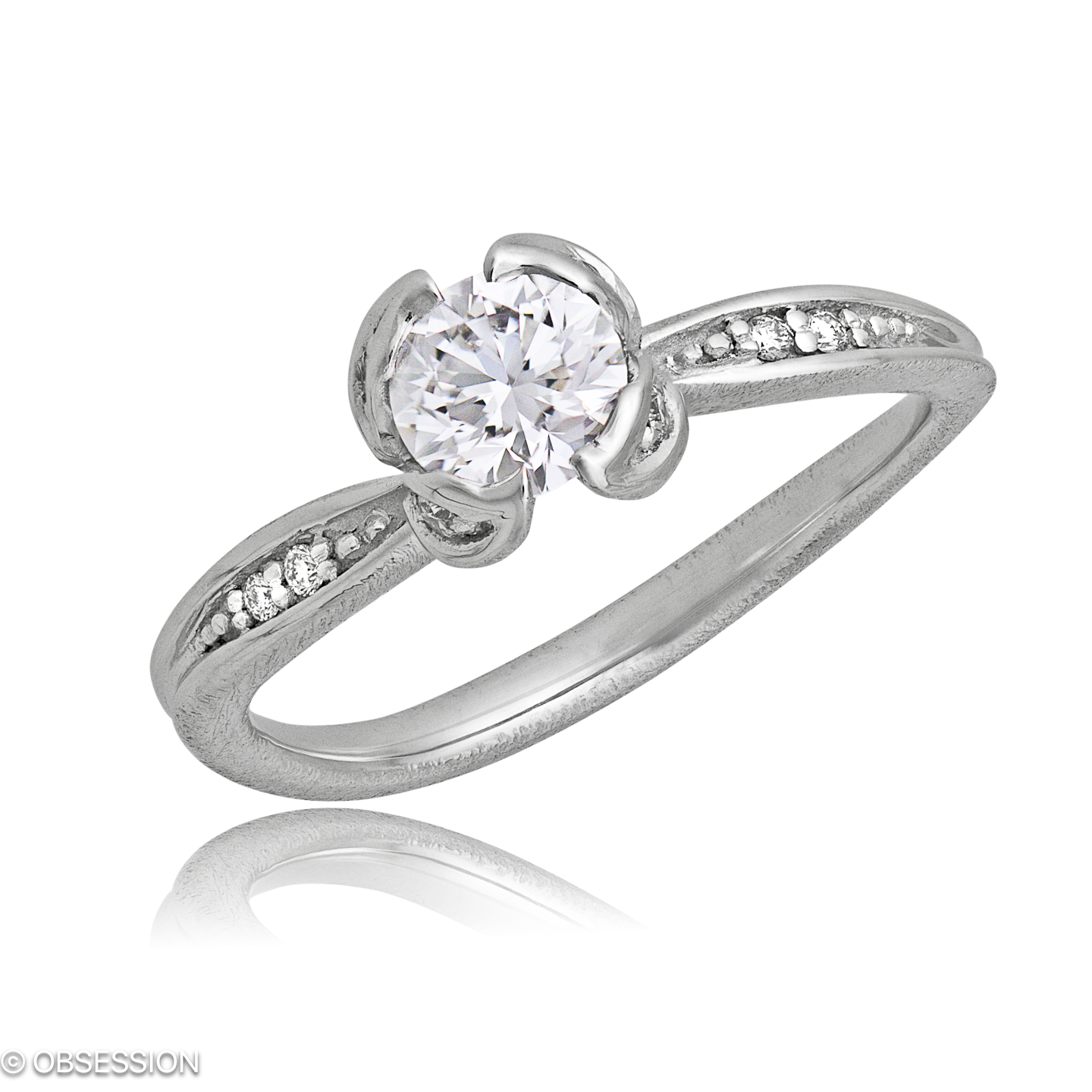 Mermaid Solitaire in Weissgold, mit einer Ringbreite von mm und einer Ringgrösse von 52