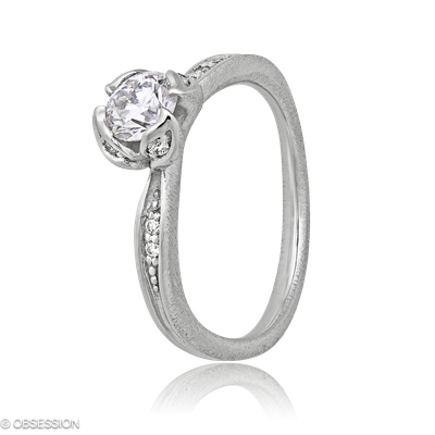Solitärring Mermaid in Weissgold mit 8 Brillant FG, vs1-vs2