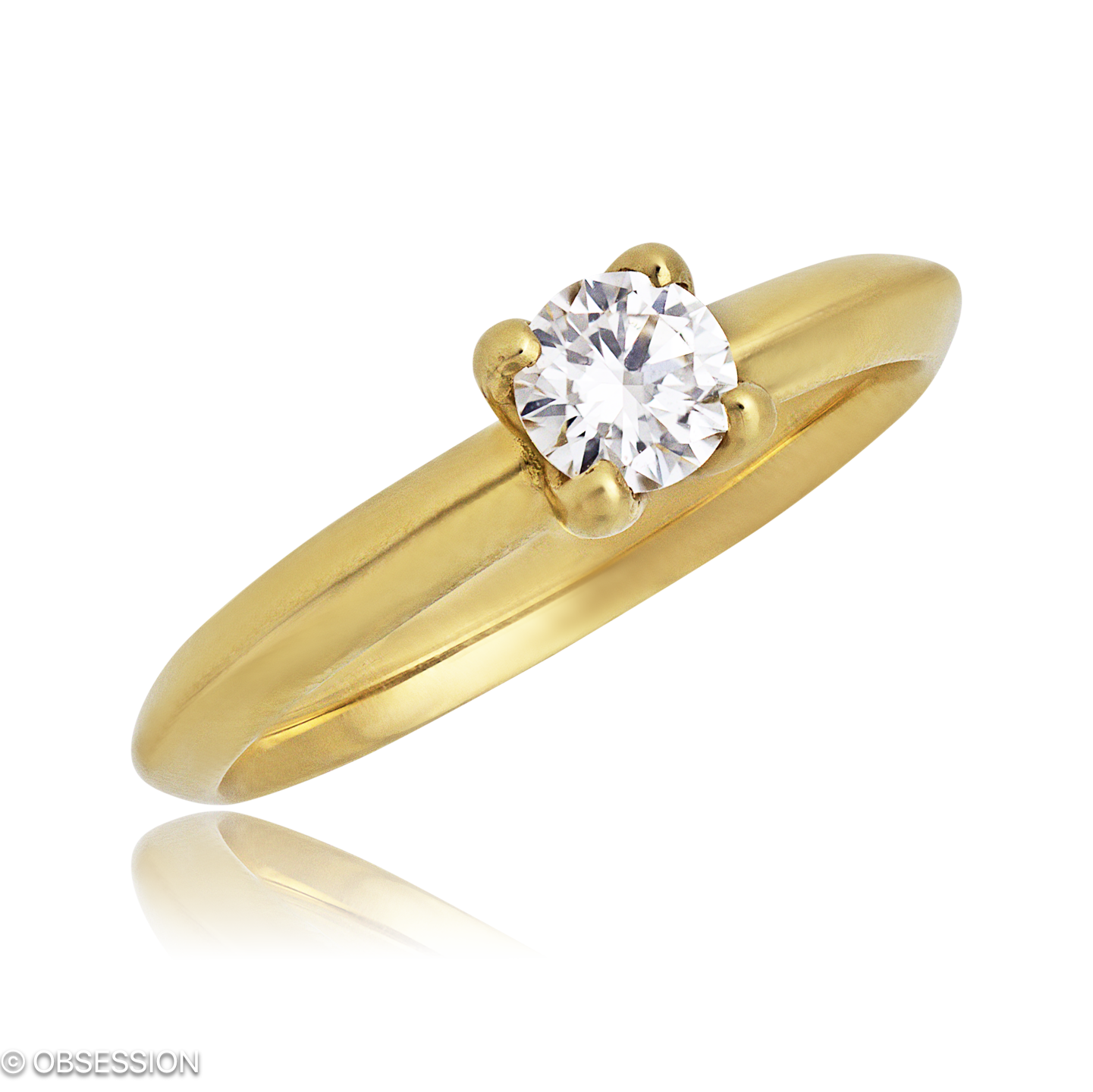 Trinity Solitaire in Gelbgold, mit einer Ringbreite von 2mm und einer Ringgrösse von 52