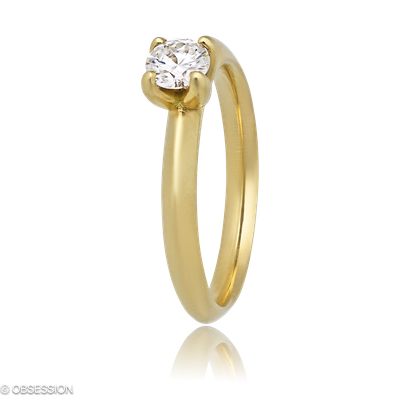 Solitärring Trinity in Gelbgold und einem Brillant