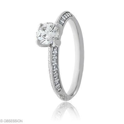 Trinity Solitaire in Weissgold, mit einer Ringbreite von 2.5mm und einer Ringgrösse von 52