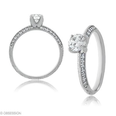 Solitärring Trinity in Weissgold mit 16 Brillant FG, vs1-vs2