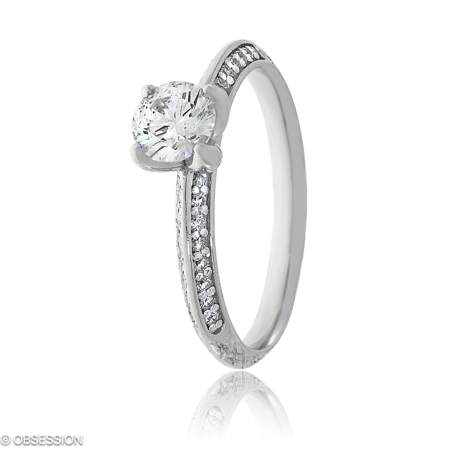 Trinity Solitärring in Weissgold, mit einer Ringbreite von 2.5mm und einer Ringgrösse von 52