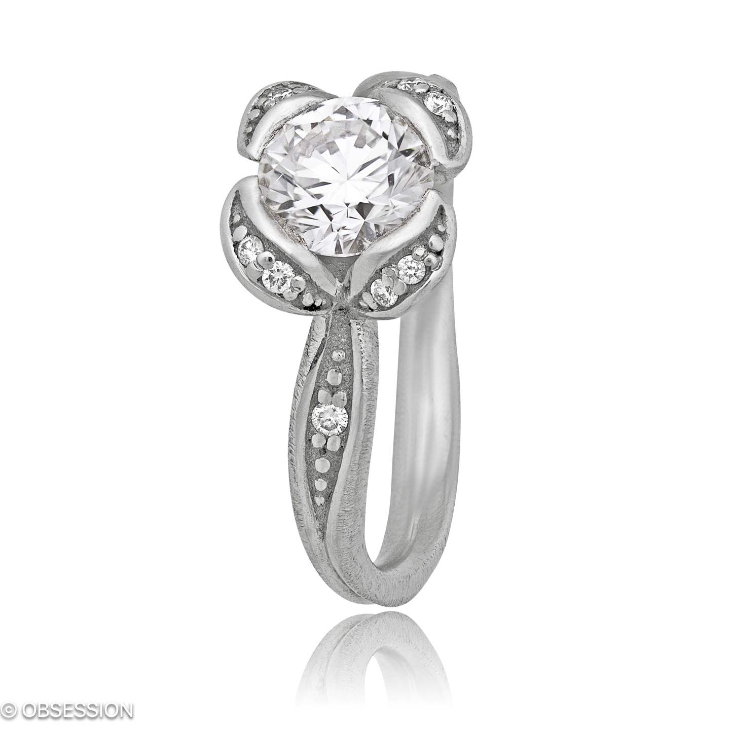 Mermaid Solitaire in Weissgold, mit einer Ringbreite von mm und einer Ringgrösse von 52