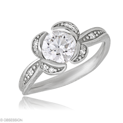 Solitärring Mermaid in Weissgold mit 10 Brillant FG, vs1-vs2