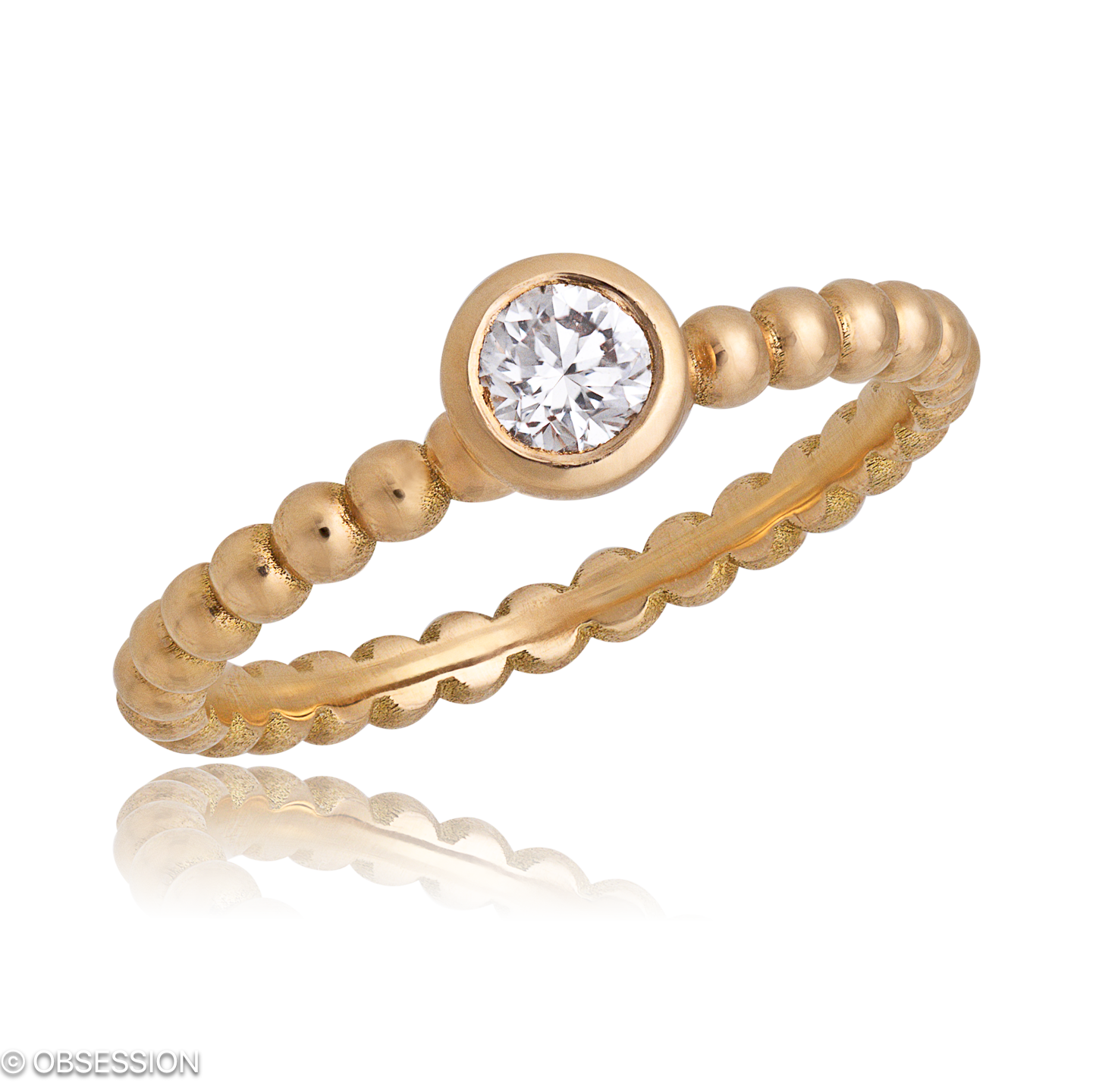 Point Solitaire in Rotgold, mit einer Ringbreite von 2.3mm und einer Ringgrösse von 52