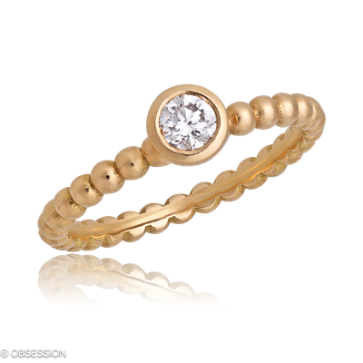 Point Solitärring in Rotgold, mit einer Ringbreite von 2.3mm und einer Ringgrösse von 52