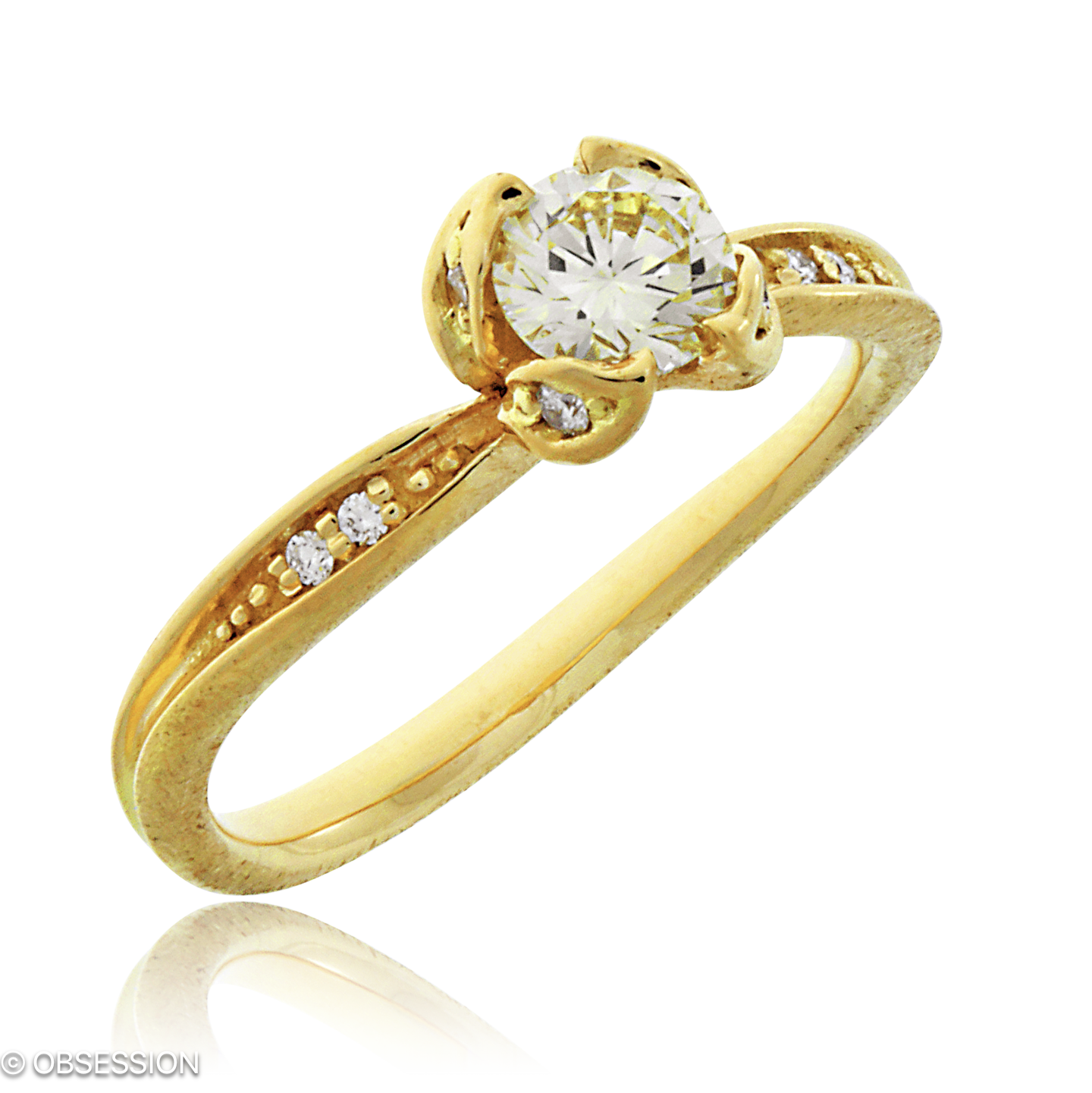 Mermaid Solitaire in Gelbgold, mit einer Ringbreite von mm und einer Ringgrösse von 52