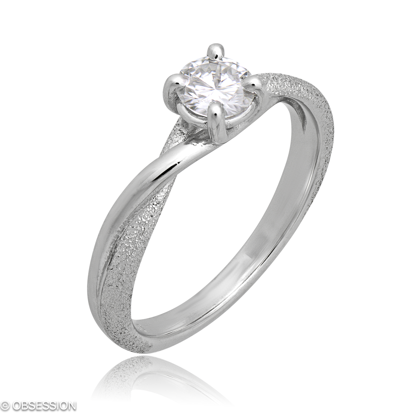 Unendliche Geschichte Solitärring in Weissgold, mit einer Ringbreite von 5mm und einer Ringgrösse v…