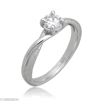 Unendliche Geschichte Solitärring in Weissgold, mit einer Ringbreite von 5mm und einer Ringgrösse v…