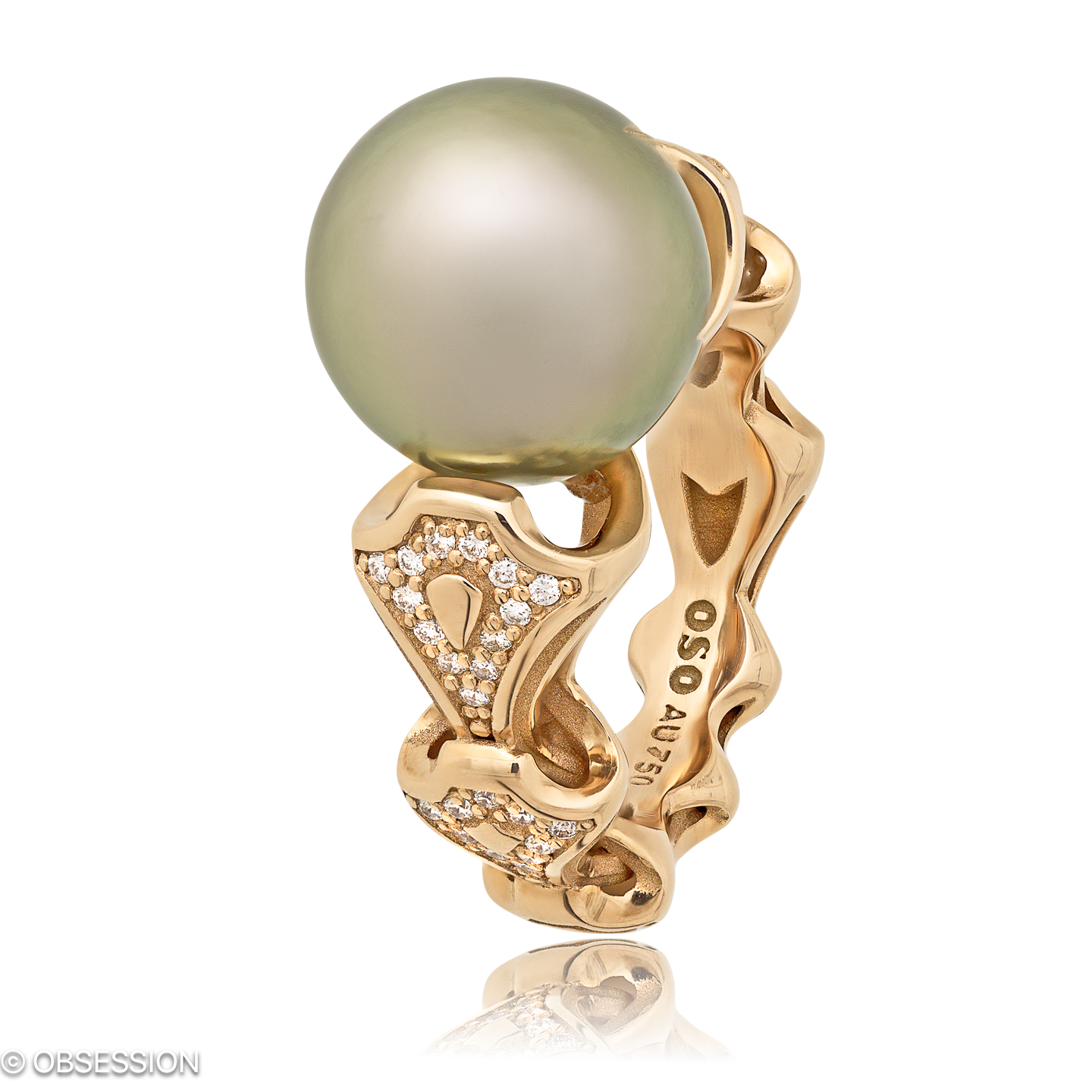 Eternity Cocktailring in Rotgold, mit einer Ringbreite von 9.5mm und einer Ringgrösse von 52