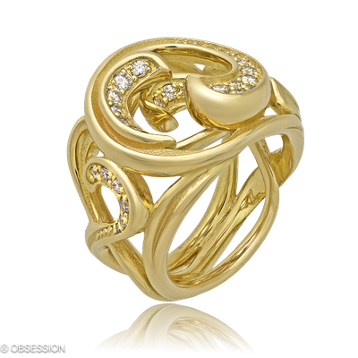 Gipsy Cocktailring in Gelbgold, mit einer Ringbreite von 19.5mm und einer Ringgrösse von 52