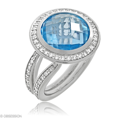 Fatima Cocktailring in Weissgold, mit einer Ringbreite von 19mm und einer Ringgrösse von 52