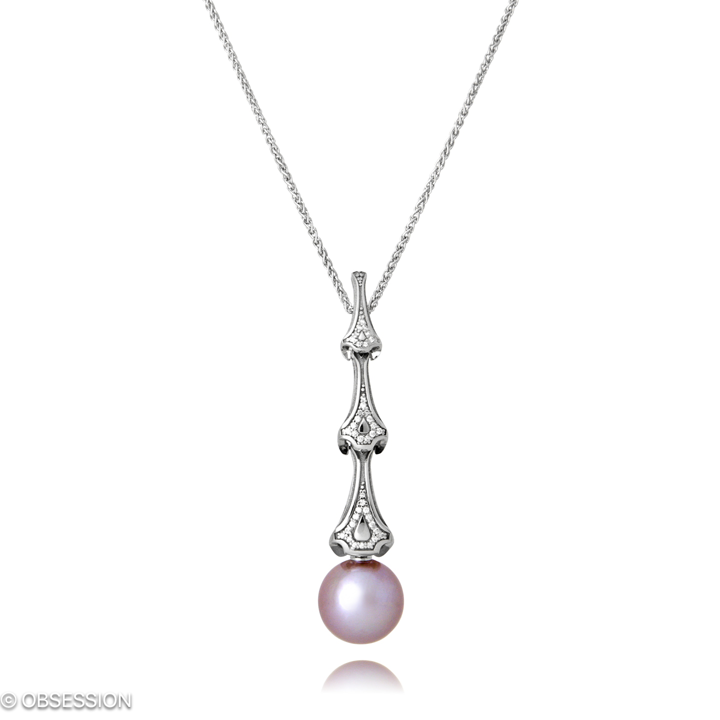 Eternity Anhänger mit Kette in Weissgold, mit einer Länge von 420mm.