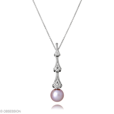 Eternity Anhänger mit Kette in Weissgold, mit einer Länge von 420mm.