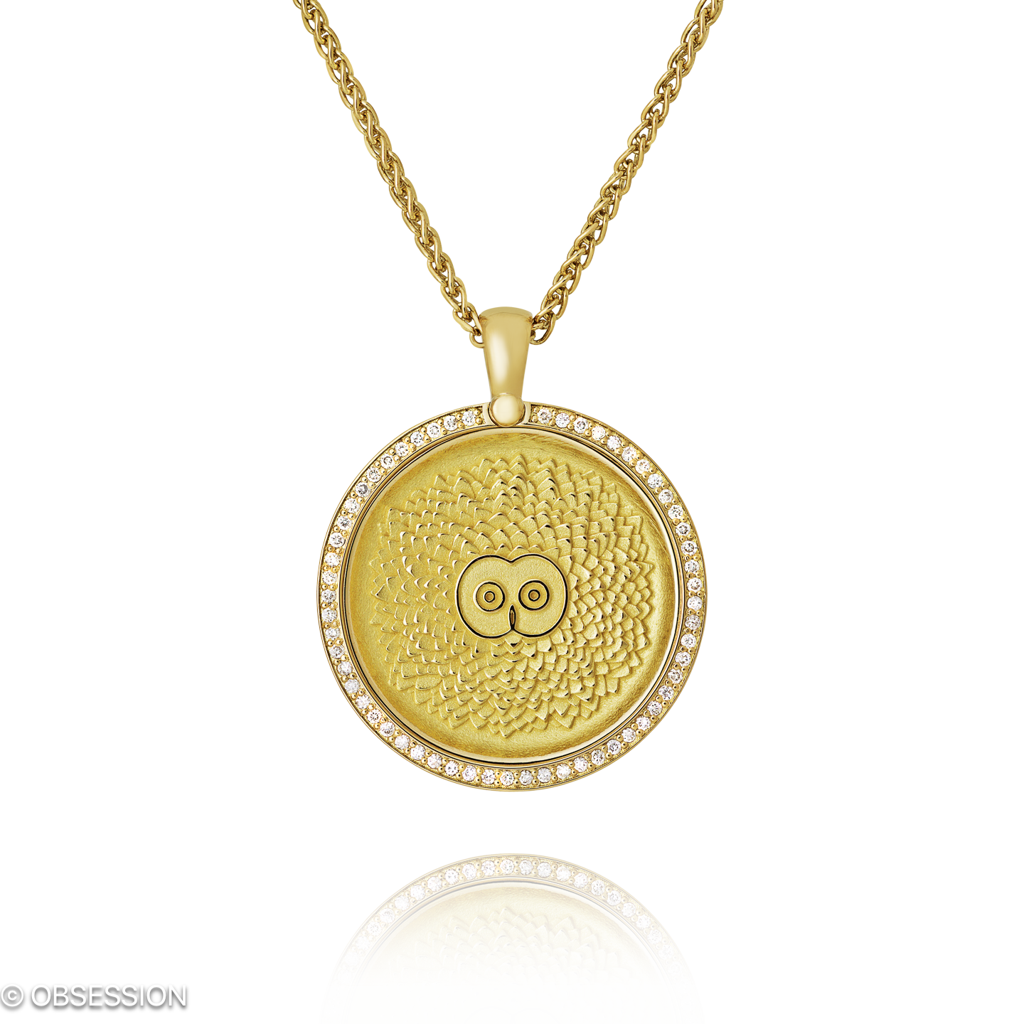 Amazonas Anhänger mit Kette in Gelbgold, mit einer Länge von 600mm.