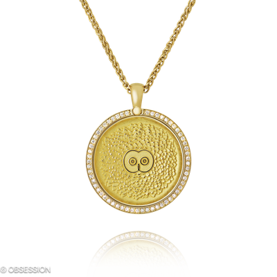 Amazonas Anhänger mit Kette in Gelbgold, mit einer Länge von 600mm.