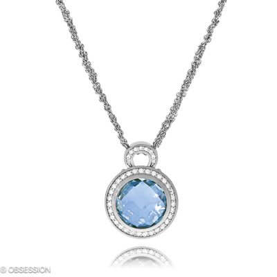 Fatima Anhänger mit Kette in Weissgold, mit einer Länge von 485mm.