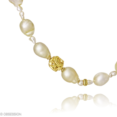 Perlcollier Gipsy in Gelbgold und einem Südseeperle