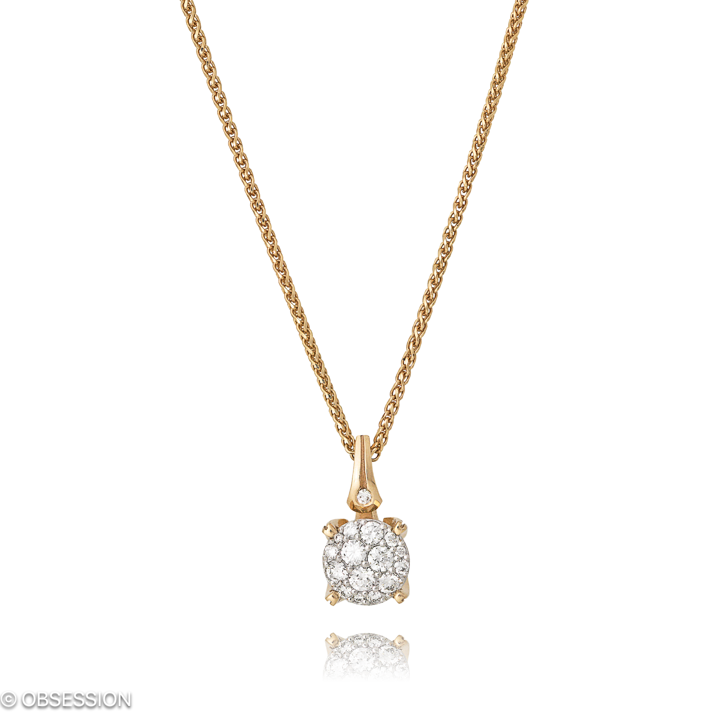 Gremlin-Baby Anhänger mit Kette in Rotgold und Weissgold, mit einer Länge von 400mm.