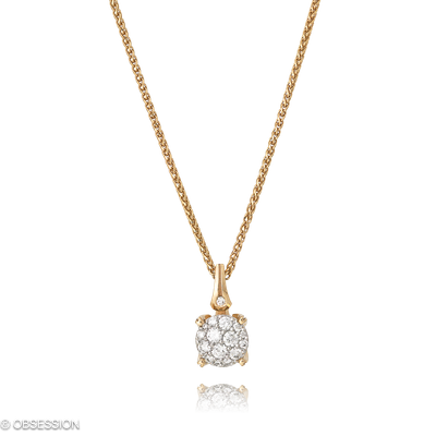 Gremlin-Baby Anhänger mit Kette in Rotgold und Weissgold, mit einer Länge von 400mm.