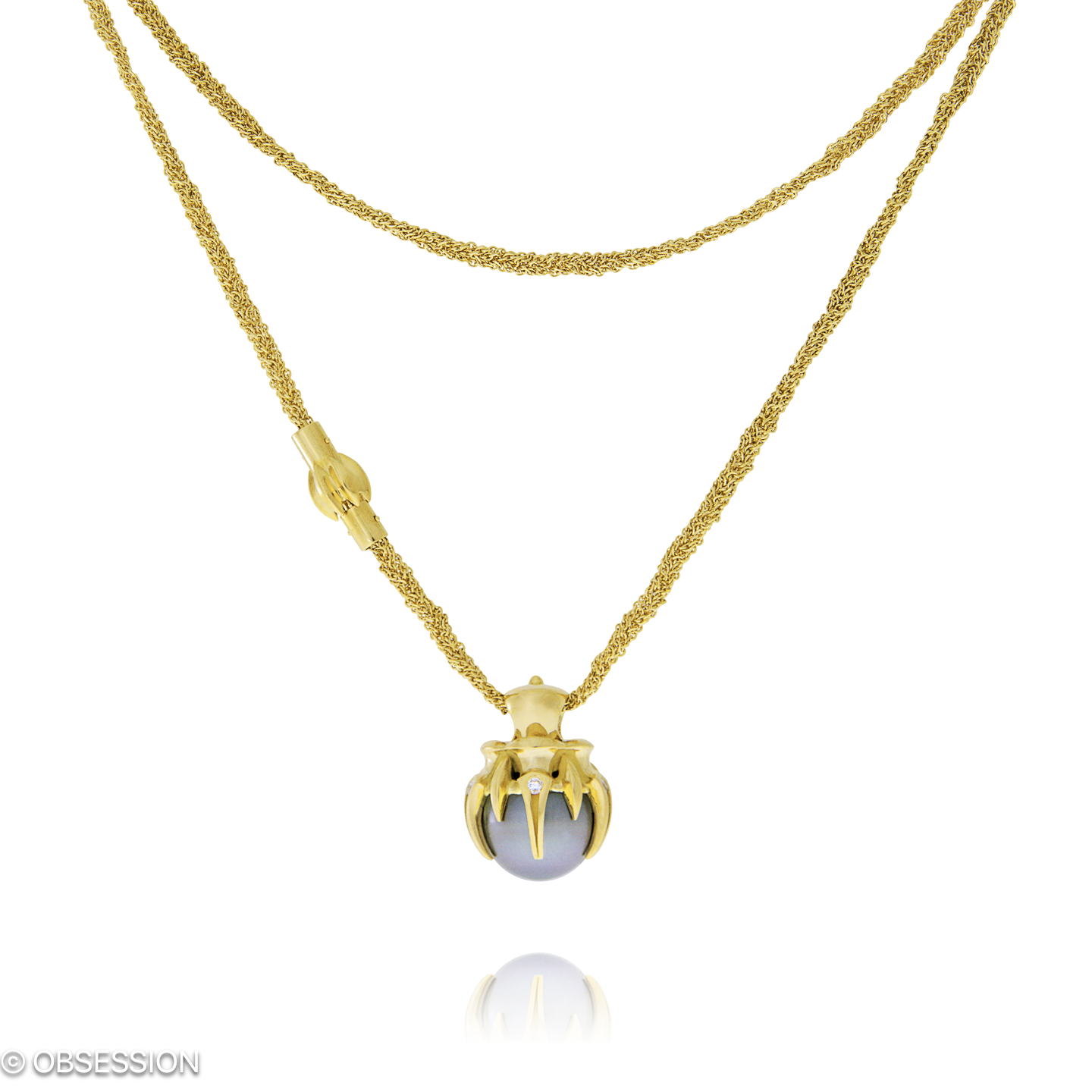 Gremlin Anhänger mit Kette in Gelbgold, mit einer Länge von 820mm.