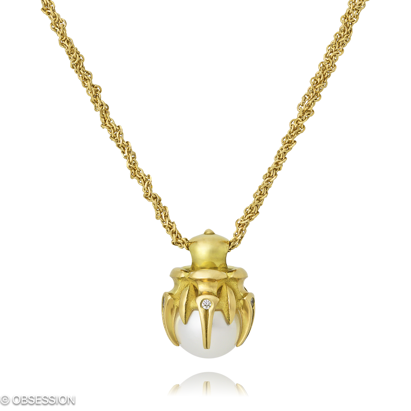 Gremlin Anhänger mit Kette in Gelbgold, mit einer Länge von 650mm.