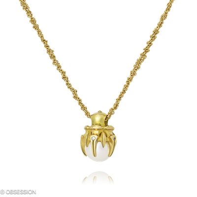 Anhänger mit Kette Gremlin in Gelbgold mit 5 Brillant H si