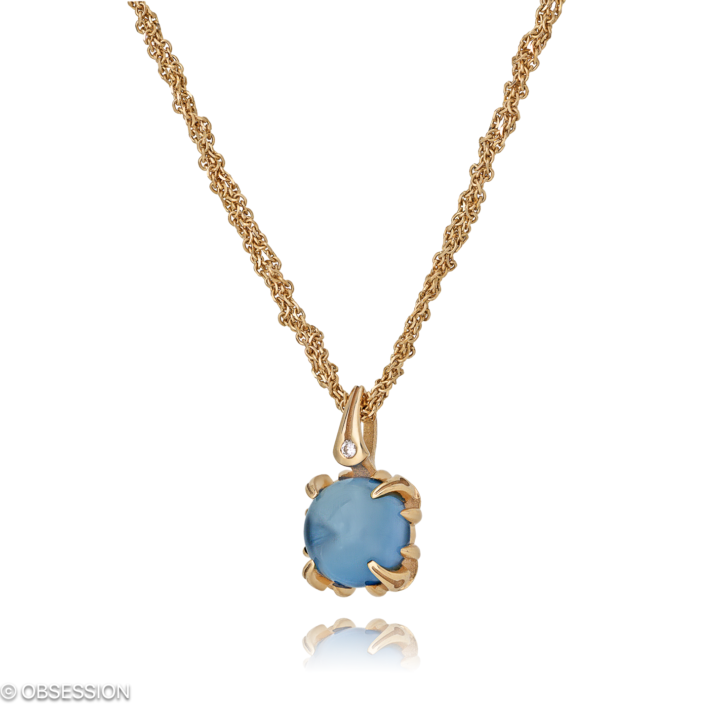 Gremlin Anhänger mit Kette in Rotgold, mit einer Länge von 485mm.